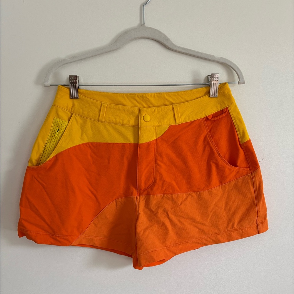 Outdoor Voices High Waist Orange and Yellow Shorts